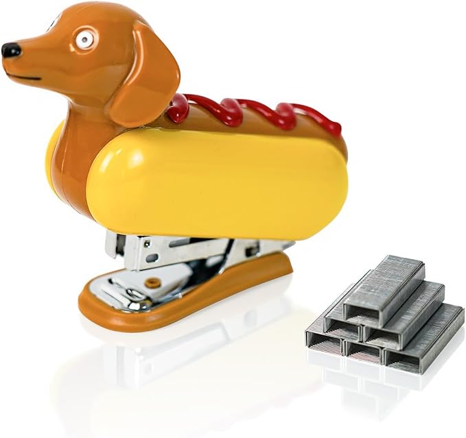 YOBRO Mini Stapler for Kids Students Novelty Hotdog Desktop Stapler with 1000PCS Staples 12 Sheets Capacity Stationery Animal Stapler for Home Office Stocking Stuffers for Kids