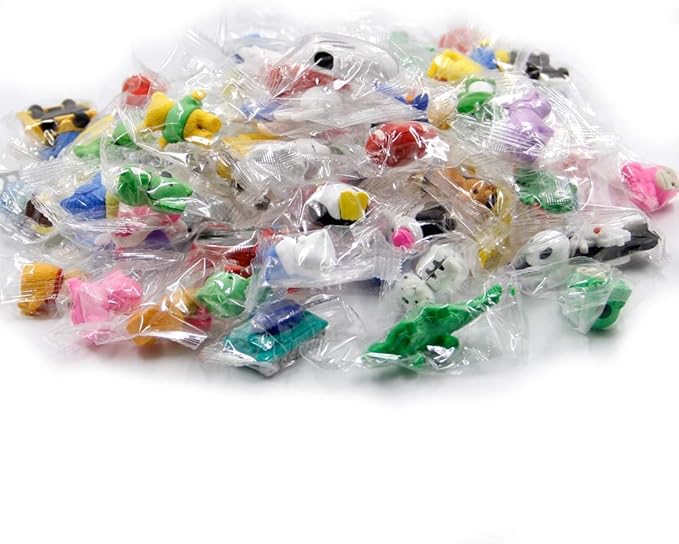 72 Pcs Assorted Animal Pencil Erasers Desk Pets, Bulk Mini Pencil Erasers Gifts for Classroom Prizes Reward Goodie Bag Easter Egg Fillers Party Favors (Animal and Car)