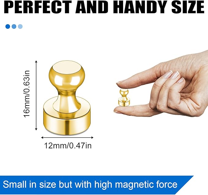 LOVIMAG Fridge Magnets 16Pcs Refrigerator Whiteboard Small Strong Magnet Classroom Kitchen Accessories Decorative Locker Set Decor Must Haves Office Calendar Refrigerador Magnetic Cute Crafts Gold