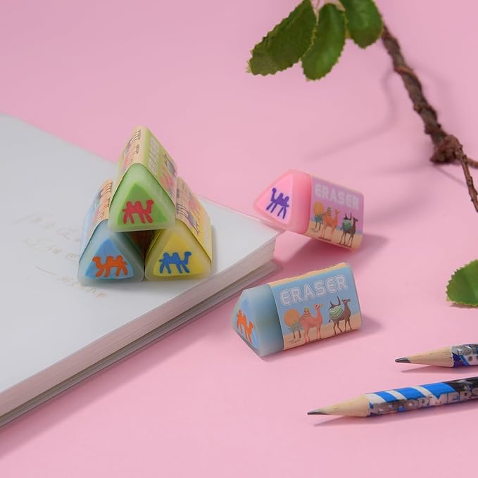 16 Camel Jelly Erasers for Kids, Kawaii Animal Shaped Rectangular School Supplies