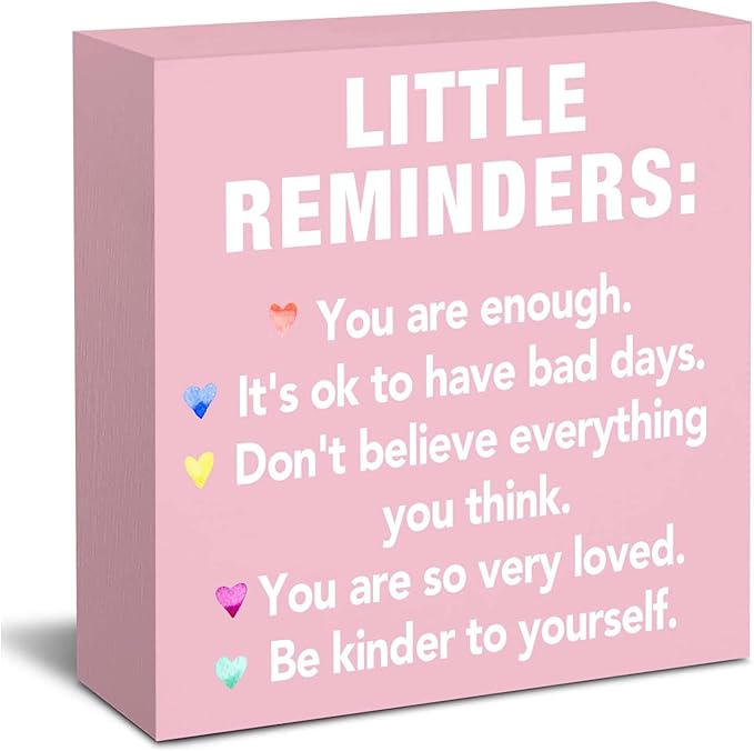 Pink Office Decor Desk Accessories Office Supplies Pink Sign Cute Desk Accessories for Women Home Inspirational Motivational Gifts Little Reminders You are Enough Positive