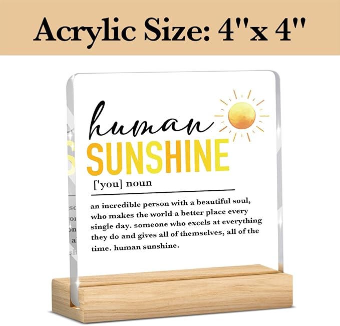 Office Decor for Women Coworker Gifts for Coworkers Sunshine Gifts for Women Leader Teacher Mentor, Human Sunshine Definition Motivational Acrylic Office Desk Decor