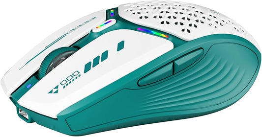 Uciefy Bluetooth Wireless Mouse, (BT5.0/5.1+2.4GHz) USB C Rechargeable LED Mouse Battery Level Visible, Honeycomb Magnetic Shell Cover with USB Receiver & Type-C Adapter for Laptop/PC/Mac/iPad - Green