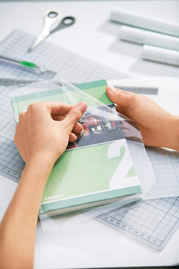 Clear Contact Paper Roll, 17.7in x 10ft Self-Adhesive Vinyl Covering Peel and Stick for Books, Shelves, Documents, Drawers & Crafts – Waterproof, Removable & Easy to Apply