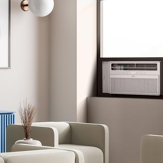 TCL 10,000 BTU Q-Series Smart Inverter Window AC, Ultra-Quiet 32dB Fan & 40dB Cooling, 38% Energy Saving, 3-Step Install, Open-able Window, Works with Smart Home Devices, Cools up to 450 Sq. Ft.