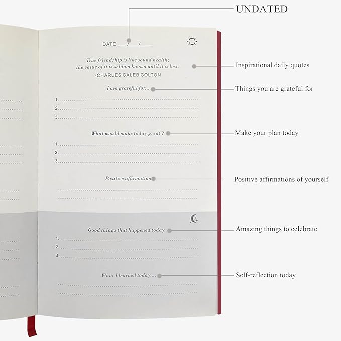 The Gratitude Journal - A Few Minutes a Day for More Happiness, Optimism, Affirmation & Reflection - An Effective Manifestation Guide Journals, Undated Daily Journals for Women & Men