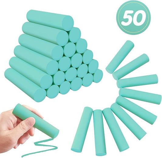 50 Pack Washable Sidewalk Chalks for Kids Non-Toxic Jumbo Chalk for Outdoor Art Play, Colored Chalk for Painting on Chalkboard, Blackboard and Playground (Fluorescent Green)