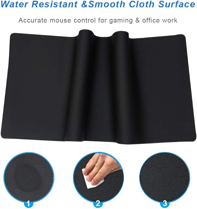 XXL Professional Large Mouse Pad & Computer Game Mouse Mat (35.4x15.7x0.12IN, 90x40 Black)