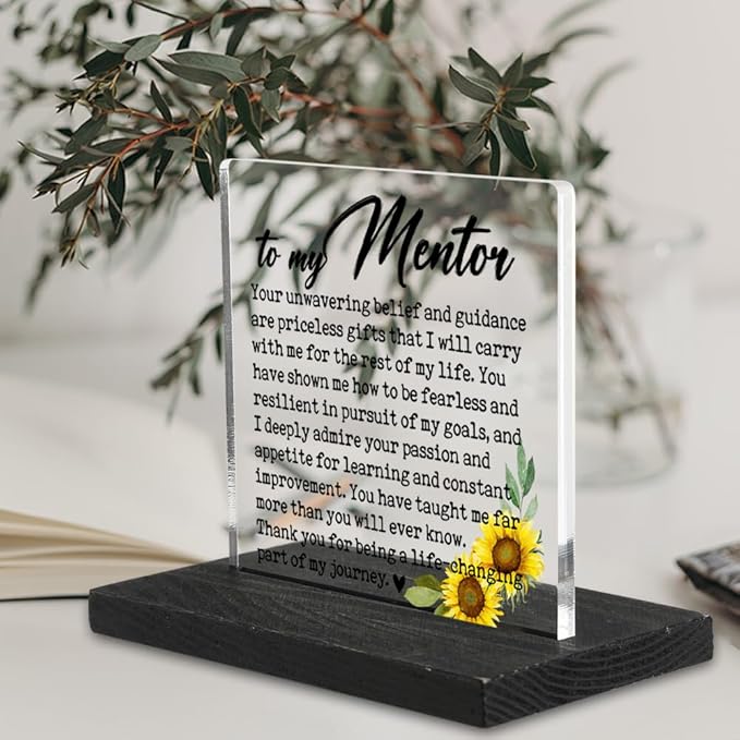 FOKCBOCM Thank You Appreciation Gift for Mentor, Going Away Gifts Retirement Gift for Mentor Teacher Counselor, Acrylic Decorative Signs 3.9 * 3.9 inch-DX334