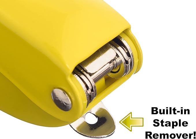 Praxxis Pro Office Supplies - Aria-Plus Half-Strip Mini Stapler - Durable, Compact, and Colorful Stapler for Office and Travel Use, Compatible with Standard 26/6 Staples, Yellow