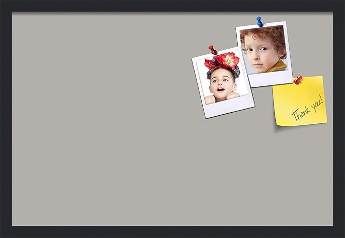 PinPix 27x18 Inch Cork Bulletin Board. This Decorative Framed Pin Board Comes with Dark Stone Design and a Satin Black Frame. Ideal for Home Office Decor or Message Board (PinPix-1808)