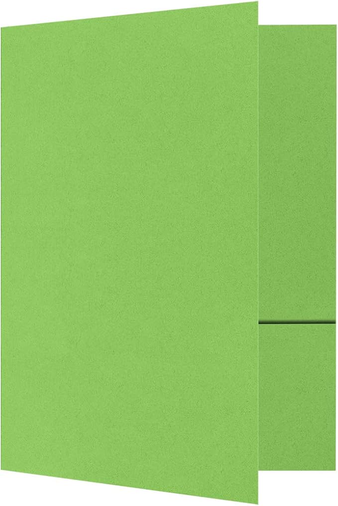 LUXPaper 9" x 12" Presentation Folders | Two Pocket | Limelight Green | 100lb. Cover | 10 Qty