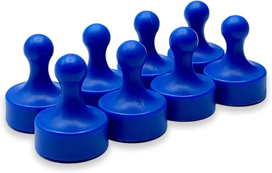 GLASSBOARD STUDIO Powerful Neodymium Magnets, Pawn-Shaped - Strong Fridge/Refrigerator and Whiteboard Magnet, Ideal for Office, Kitchen, Crafts - Rare Earth, Heavy Duty (8, Blue)