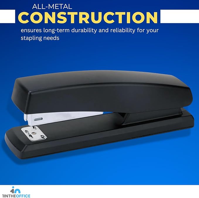 1InTheOffice Office Stapler for Desk, Heavy Duty Desk Stapler, Black, 20 Sheets Capacity, (3 Pack)