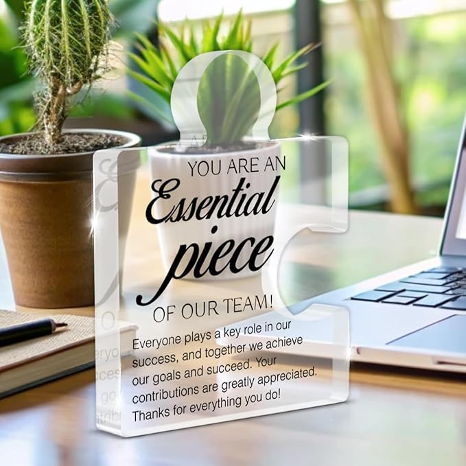Team Appreciation Gifts Thank You Gift for Coworkers Colleagues Employees, Best Team Ever Gifts You Are an Essential Piece Acrylic Puzzle Piece Plaque Office Decor