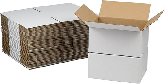 8x6x4 Inches Shipping Boxes Set of 40, White Corrugated Cardboard Box Literature Mailer for Packing Small Business