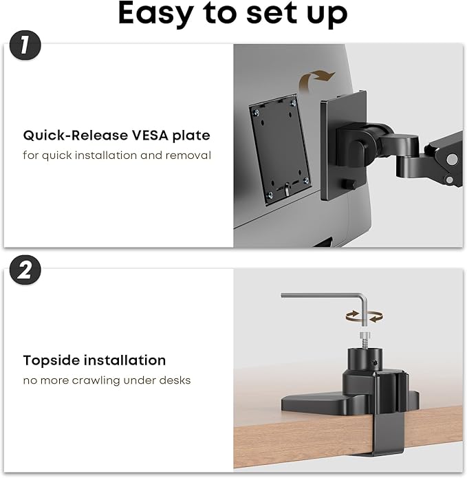 PUTORSEN 17-49 inch Premium Aluminum Heavy Duty Dual Monitor Arm for Ultrawide Screens up to 44lbs, Vertical Stacked Dual Monitor Desk Mount, Full Motion Dual Vertical Monitor Mount, VESA 75/100,Black