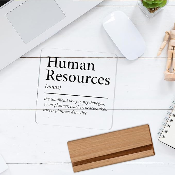 HR Gifts for Men Women HR Appreciation Gifts for Manager Director Human Resources Clear Desk Decorative Sign Acrylic Sign With Wooden Stand for Desk Table Shelf