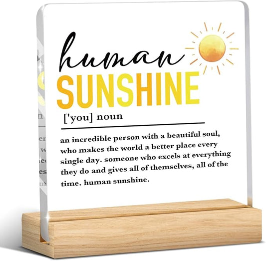 Office Decor for Women Coworker Gifts for Coworkers Sunshine Gifts for Women Leader Teacher Mentor, Human Sunshine Definition Motivational Acrylic Office Desk Decor