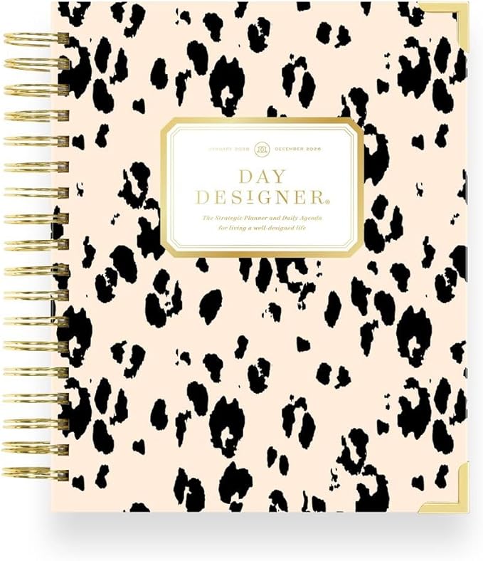 Day Designer 2026 Weekly Planner – Premium Planner for Stylish Organization. Combines Weekly & Monthly Calendars, Daily Schedule, Notes Pages, Goal Setting, Stickers, Pocket & More. Elegant Laminated Cover with Gold Accents (Painted Leopard Design - 2026)