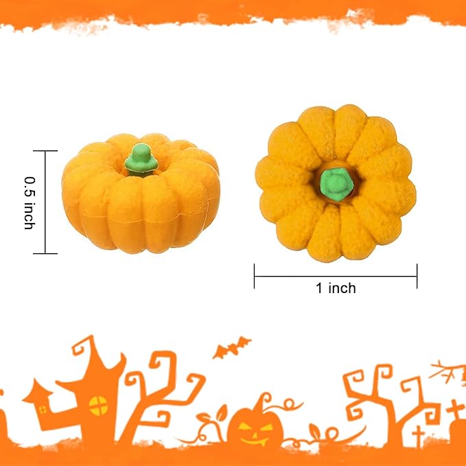 Pumpkin Erasers Bulk Party Favors Mini Pumpkin Erasers for Children Students Back to School Gifts Classroom Counting Math Manipulative Counters Teacher Rewarding Gift 50pcs