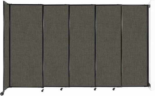 Wall-Mounted Sliding StraightWall Room Divider | Adjustable Widths | Locking Wheels | Room Separator | Up to 11'3" Wide x 6'10" Tall Mocha Fabric Panels
