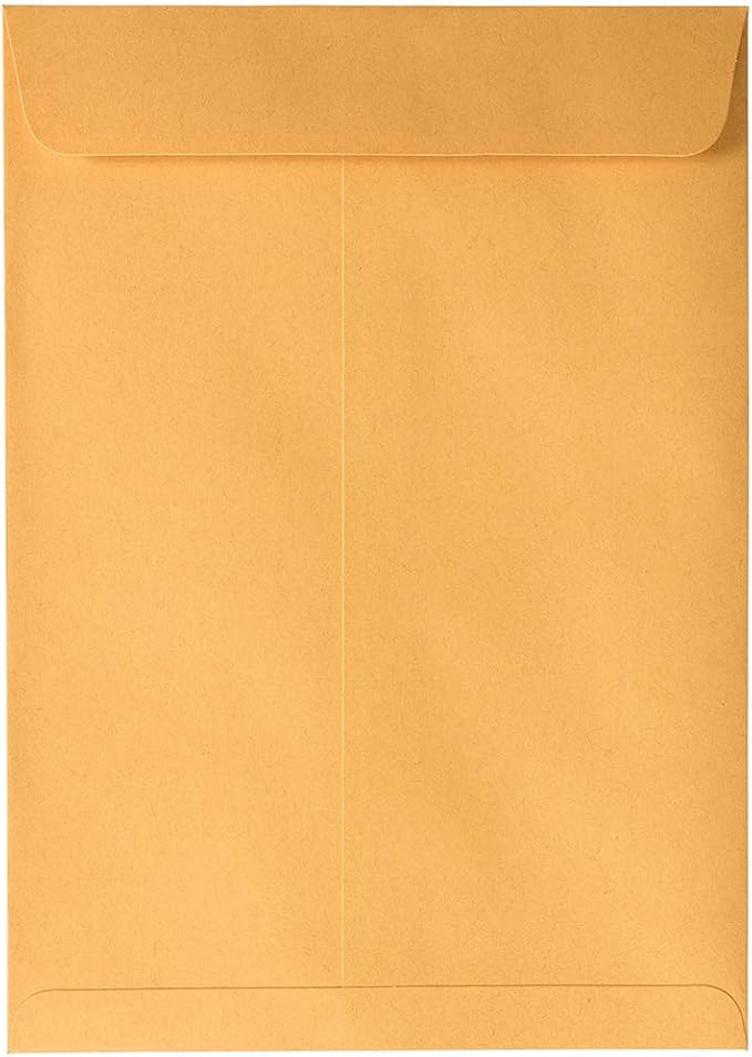 JAM PAPER 7 1/2 x 10 1/2 Open End Catalog Envelopes with Peel and Seal Closure - Brown Kraft Manila - 50/Pack