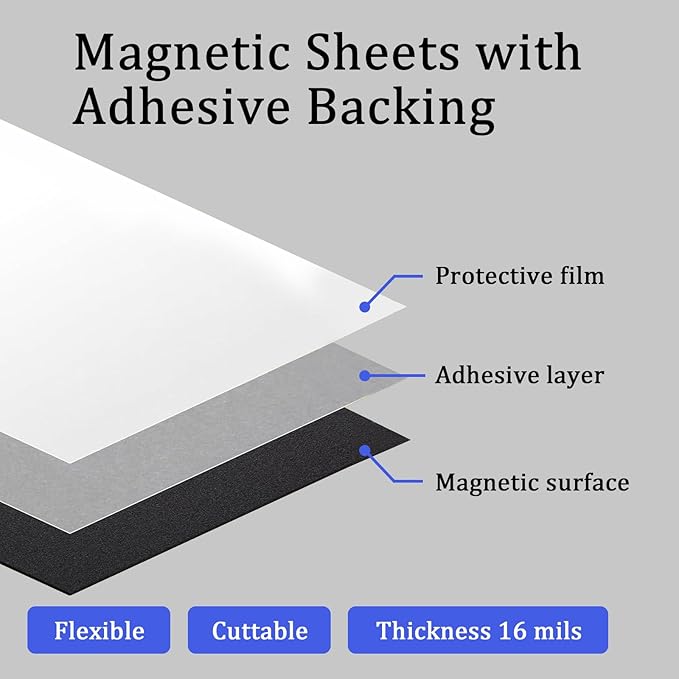 Magnetic Adhesive Sheets-4”x 6”,10 Pack-Sticky Magnets with Self Adhesive Backing-Flexible Magnetic Paper for Crafts,Photo and Picture Magnets