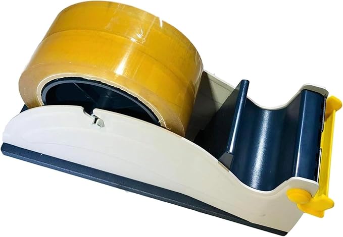 Excell ET-227 Blue/Grey Premium Twin-Roll Steel Desk Top Dispenser: 2 in. Wide (3 in. core) + LuxProdX Sticker