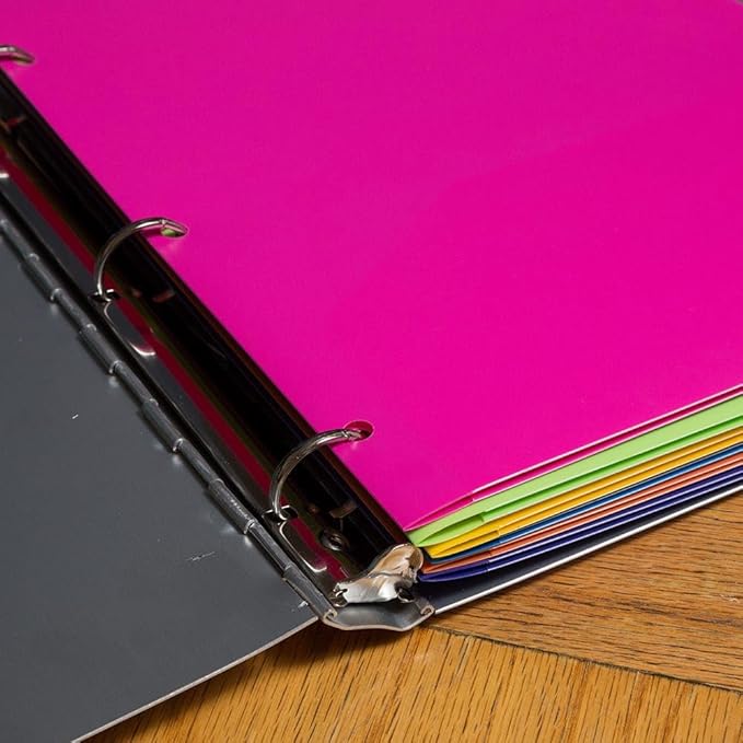 JAM PAPER Heavy Duty Plastic 3 Hole Punch Pocket Folders - Extra Tough School Folders - Assorted Fashion Colors - Bulk 48 Folders/Box (8 Assorted Packs of 6)