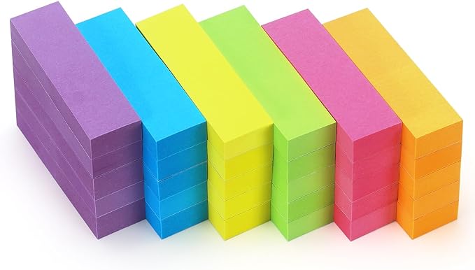 30 Pads 0.6x2 Inch Sticky Notes Flags Tabs Page Markers 6 Bright Color Sticky Index Tabs Page Flags 80 Sheet/Pad