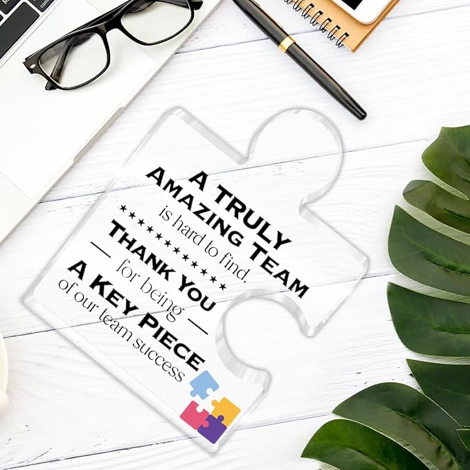 Team Thank You Appreciation Gifts for Coworkers Colleagues Employees, Teamwork Gift Best Teams Ever Gifts a Truly Amazing Team Is Hard to Find Acrylic Puzzle Piece Plaque Office Decor