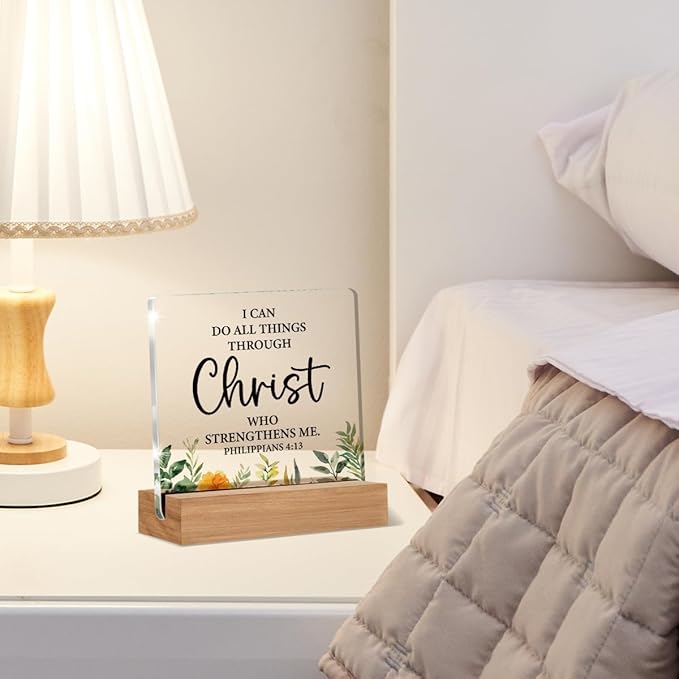 Christian Gifts for Women Men, Inspirational Religious Gifts for Christian Women, Bible Verse Decor Desk Signs Plaque