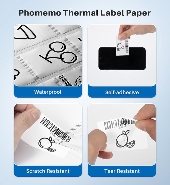 Phomemo 2.75'' x 3.14'' Labels - Compatible Phomemo M220 M200 Address, Barcode Labels - Direct Thermal Labels, Black in White,1Roll / 100 Labels