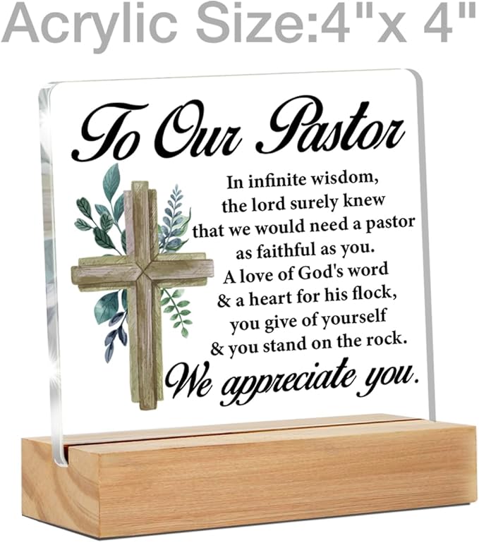 Pastor Appreciation Gift, Church Leader Clear Desk Decorative Sign - Home Acrylic Decor for Preacher