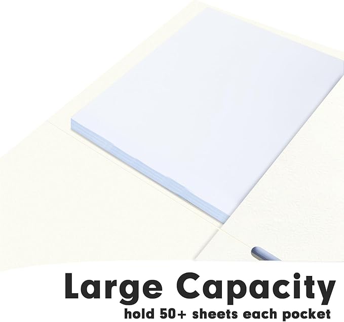 Two Pocket Folders, RAZCC 30 Pack File Folders with Pockets Fit Letter Size Paper, Thick Paper File Folder for School Office Business Home (White)