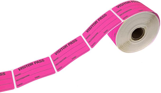 Fluorescent Pink Visitor Pass Stickers / 500 Hot Pink Name ID Guest Labels / 2" x 3" Safety Identification Badge Stickers/Made in The USA