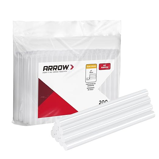 Arrow Mini Hot Glue Sticks, 200 Pack Clear Glue Gun Sticks, 4" and 5/16'' Diameter High Viscosity All-Purpose Gun Stick for DIY Art, Craft General Repairs, Festival Home Decoration