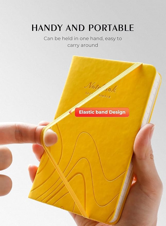 AISBUGUR Pocket Notebook, Small Notebook, 2-Pack Total 320 Pages,3.7" x 5.7" Pocket Notebook (2 Pack, Yellow)