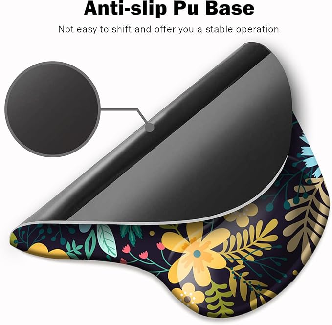 DOOKE Ergonomic Mouse Pad with Wrist Support,Mouse Pads with Non-Slip PU Base for Home Office Working Studying Easy Typing & Pain Relief Watercolor Floral