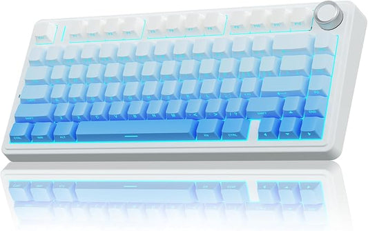 AULA F75 Pro Wireless Mechanical Keyboard,75% Hot Swappable Custom Keyboard,RGB Backlit,Pre-lubed Linear Switches,Side Printed PBT Keycaps Mechanical Gaming Keyboards,Gradient Blue