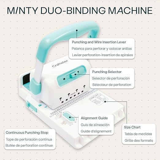 Craftelier - Spiral Binding Machine | Binder Machine for Book Binding | Compatible with 2:1 Spiral Coils and Classic Rings up to 1" | Compact Coil & Wire Book Binder Tool for Paper, Notebooks