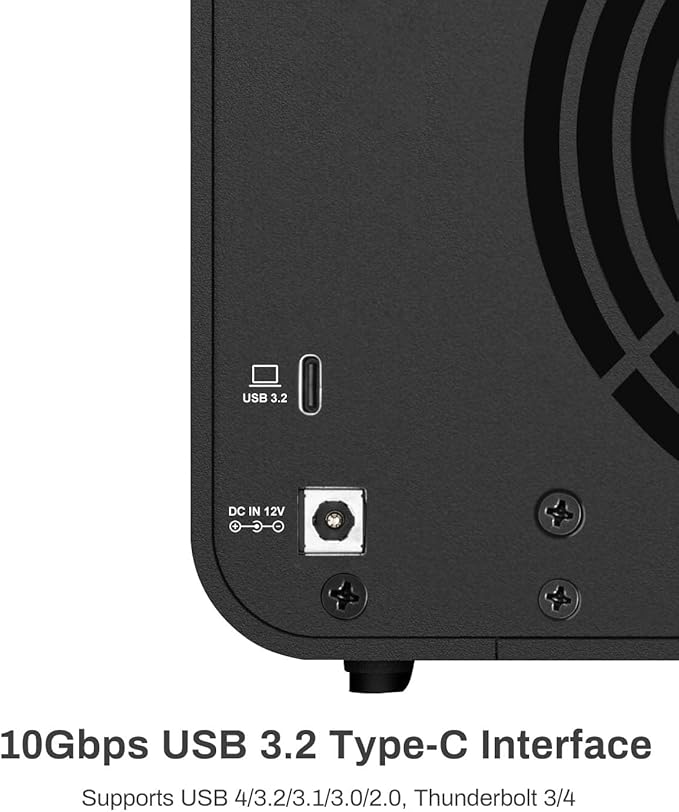 TERRAMASTER D4-320 External Hard Drive Enclosure - 4bay USB 3.2 Gen2 10Gbps Type-C USB Storage Hot Swappable Plug and Play (Diskless)