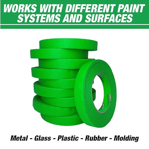 LAUCO DINOGREN High Performance Masking Tape for Car Paint, Heat & Water Resistant, Multi-Purpose Green (0.75 in 48 Rolls)