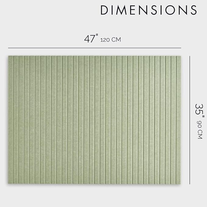 Large Cork Boards for Walls Black Felt Board Alternative - Slat Wall Paneling, Felt Bulletin Board Tiles for Office Decor, Push pin Board Office Wall Organizer -12-Pack (Sage)