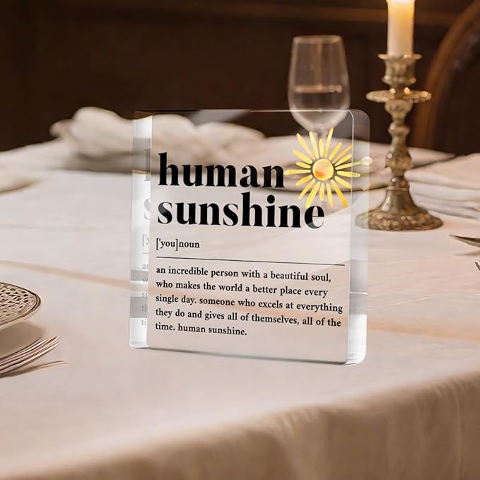 Human Sunshine Positive Affirmation Gifts for Leader Teacher Mentor Coworkers, Definition Desk Decor Acrylic Sign for Table Top Cubicle Room Office Decorative Signs
