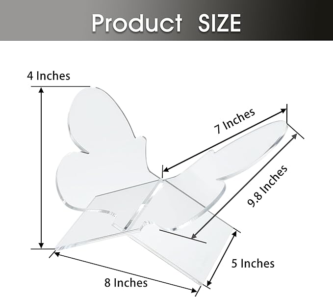 Large Butterfly Clear Acrylic Book Stand - Perfect for Displaying Open Books on Coffee Table - Ideal for Bibles, Cookbooks, Guestbooks, Magazines, Each With a Lucite Paperweight