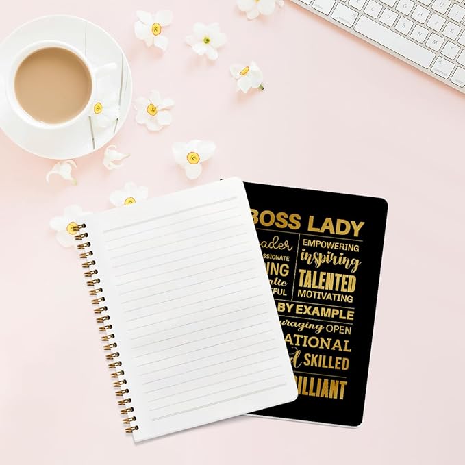 CFGBFDGH 2Pcs Boss Lady Spiral Notebooks for Work, A5 Hardcover Notebook Journal for Women, 8.3x5.8inch 160 Pages Business Notebook Travel Journal for Writing, Boss Lady Gifts for Women Entrepreneurs