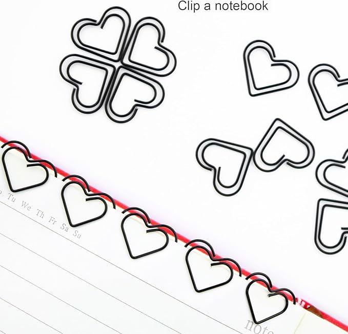 150 Pcs Small Black Paper Clips Cute Paperclips Decorative Clip Basic Office Supplies for Photo Wedding Invitations