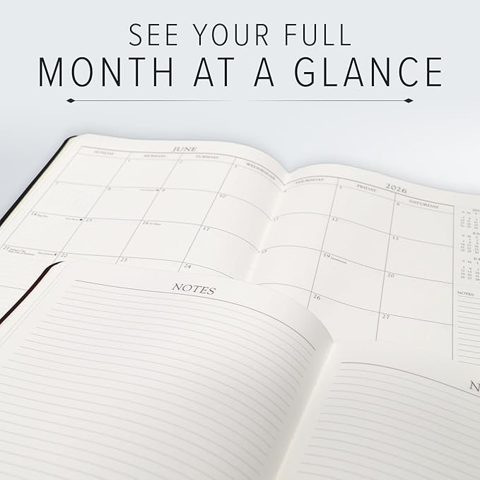 Gallery Leather Professional Weekly Monthly Planner 2026, Elegantly Bound Calendar Planner and Notebook with Stylish Gold-Gilded Page Edges, 12 Months - Acadia Pool - 9 x 7 "